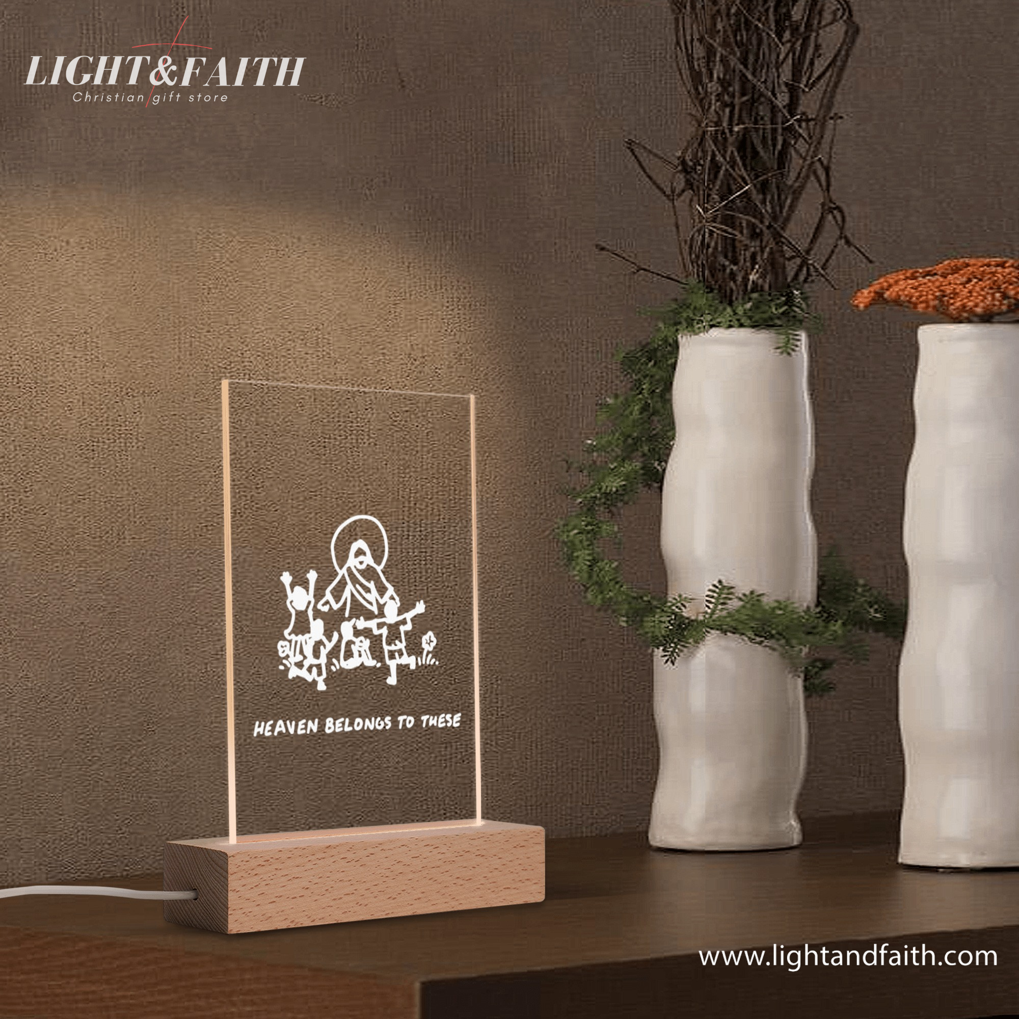 Heaven Belongs To These LED Light, Christian Bible Verse Lamp, Inspirational Acrylic Night Light, Religious Home Decor, Faith Gift for Believers. NLLAF52